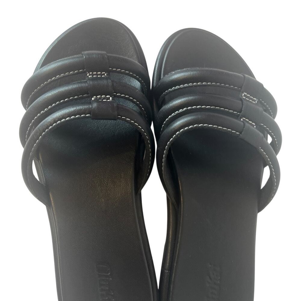 Olukai Tiare Slide Black Leather Slip On Sandals Women Size 7 - Picture 8 of 11